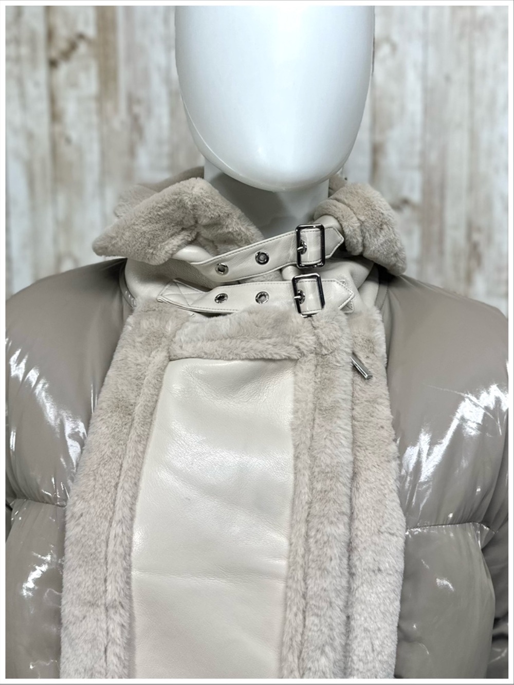 Manière De Voir Vegan Leather Plush Puffer Jacket ~ Size 4 ~ Item #PP4222 - Picture 7 of 16